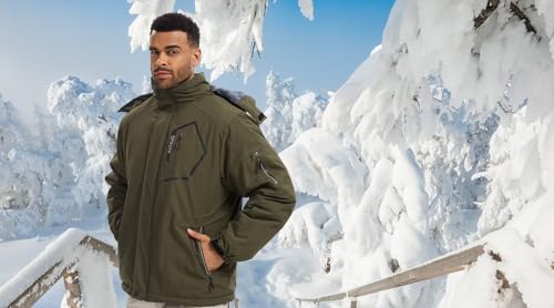 Image of QPNGRP Men's Ski Jacket Waterproof Insulated Winter Coat 5 Zipper Pockets