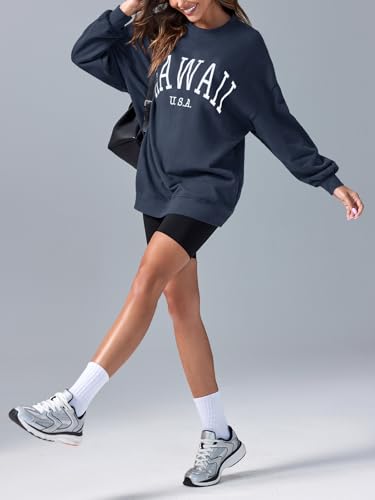 Image of Langwyqu Women's Oversized Sweatshirt Los Angeles California Crewneck Long Sleeve Casual Loose Pullover Tops