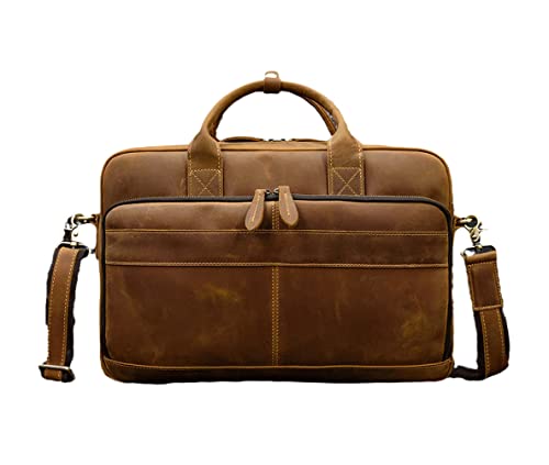 Haitpant Men Genuine Leather Laptop Bag 15.6