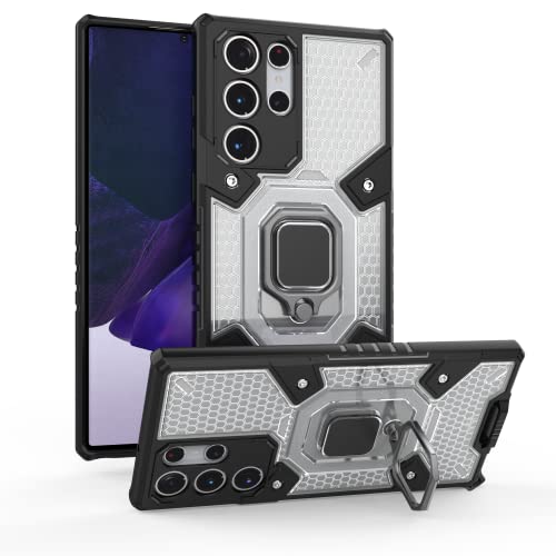Image of zivite TPU Tough Armor Bumper Back Case Cover For Samsung Galaxy S22 Ultra|Ring Holder & Kickstand In-Built|360 Degree Protection Back Case Cover For Samsung Galaxy S22 Ultra (Transparent)
