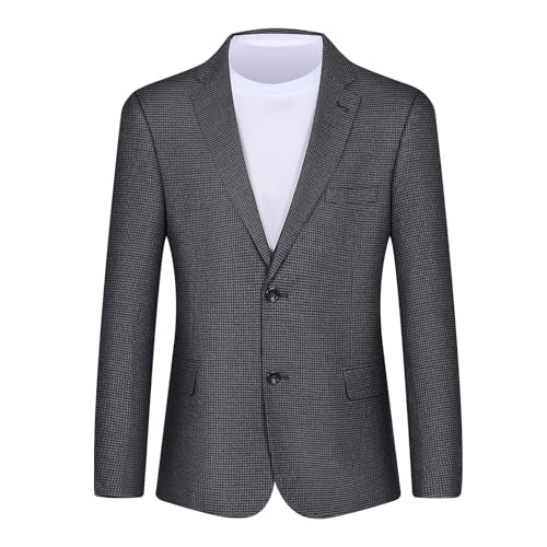 P&L Men's Classic Fit Houndstooth Blazer Two-Button Sport Coat Lightweight Stretch Jacket for Business & Casual Wear