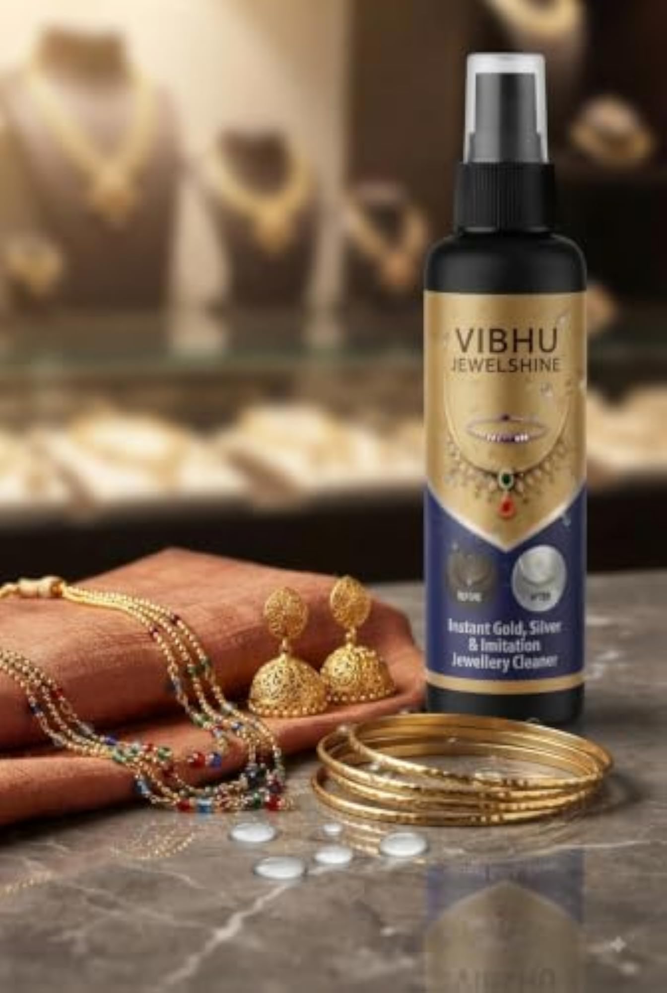 Vibhu Jewelshine Instant Jewellery Cleaner Spray, 200 ML
