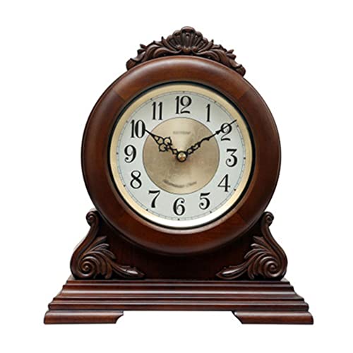 Massivholz Altmodisch Kaminuhr,Stille Dekoration Batteriebetrieben Tischuhr Tischuhren Cover