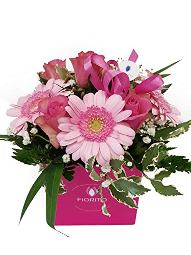 Cubotto rosa di fiori veri recisi