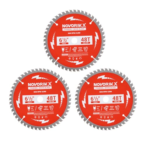 NovorikX Kreissägeblatt 165 x 16 mm 48 Zähne (3er Set) - HM Hartmetall Sägeblatt für Holz Kunststoff & OSB - 1 8 mm Dünnschnitt mit ATB Wechselzahn für Handkreissäge
