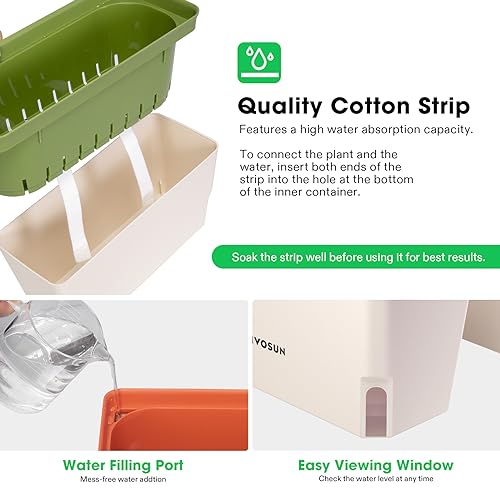Image of VIVOSUN Self-Watering Planters, 12-Pack 10.5 Inch Compact Rectangular Window Herb Planter Box with 10 PCS Plant Labels, Plant Container for Basil, Flowers, Succulents, Indoor & Outdoor