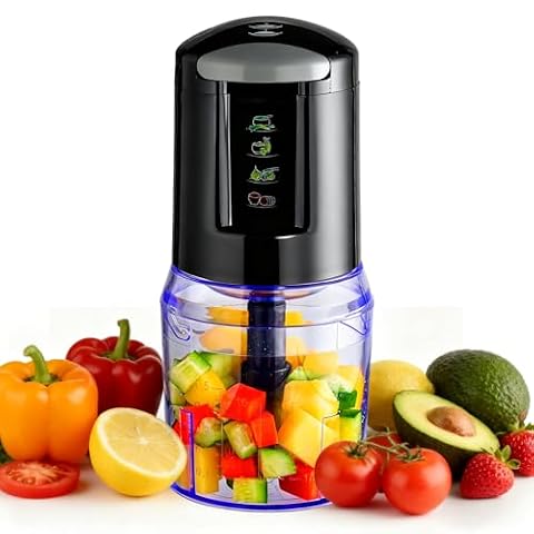 VIANTO wielofunkcyjny robot kuchenny 300 W, elektryczny rozdrabniacz z blenderem, krajalnicą do cebuli i szklanką 500 ml do mięsa, ziół, pesto