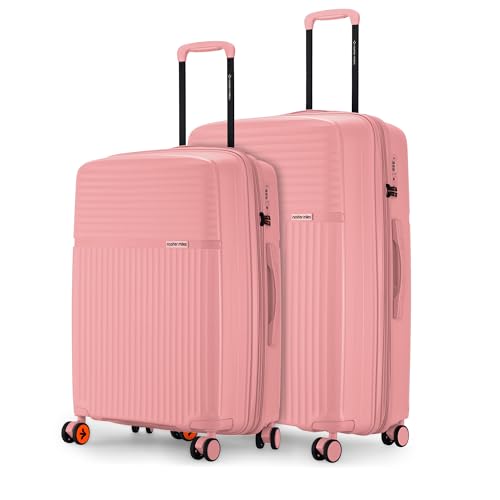 Image of Nasher Miles Krabi Expander Hard-Sided Polypropylene Luggage Set of 2 | 65cm & 75cm | 8 Wheels Medium & Large Trolley Bag for Travel | Suitcase (Peach)