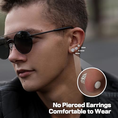 Magnetic Earrings for Men Women - 5A Shiny CZ Dragon Claw Punk Hypoallergenic Stainless Steel Non Piercing Clip on Fake Earrings Studs Gold Silver Black 5/6.5/8MM Not Easy to Fall4