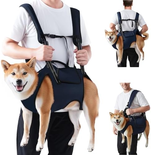 NasJac Dog Lift Harness for Large Dogs - Full Body Dog Sling Carrier with Adjustable Straps & Control Handle, Breathable Support Backpack for Elderly Injured Arthritic Disabled Medium Large Dogs, L