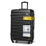 WITTCHEN Valigia da viaggio grande trolley valigia check-in guscio rigido ABS 4 ruote piroettanti chiusura a combinazione maniglia telescopica Groove Line nero Ryanair/ITA Airways/easyJet/Wizz Air