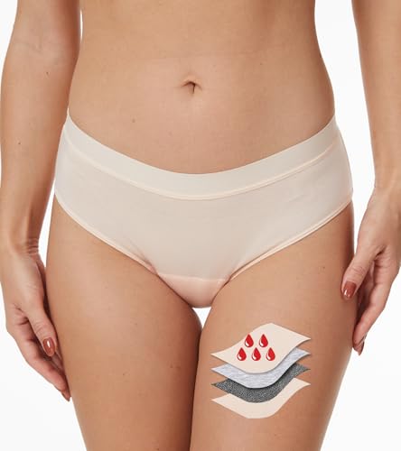 Prontiaduscire Mutandine Mestruali Donna Carne Slip per Ciclo Fibra di bambù Mutande Mestruale Assorbenti Lavabili - 101N2 Beige M