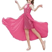 GRACE KARIN Girl Sequin Fancy Sparkly Dresses Cute Princess Sparkling Sequined Dress A-Line Sleeveless Dress Deep Pink 10-12 Years