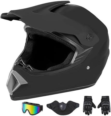 CARTMAN Matte Black Adult Motocross Helmet – DOT Certified Full Face for Dirt Bikes & ATVs, X-Large, Offroad Protection