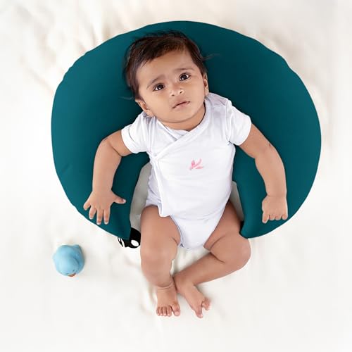 Image of Wakefit Nursing Pillow for Breastfeeding & Baby Care | 5 in 1 Feeding Pillow with Bamboo Waterproof Removable Cover | Super Soft & Machine Washable Waterproof Cover | Teal
