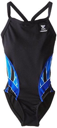 TYR SPORT Girl's Phoenix Splice Diamondfit Swimsuit, Black/Blue, Size 24