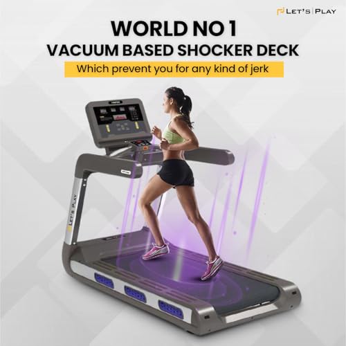 Image of Let's Play Future-X Commercial Treadmill for Gym and Home use| 8HP Peak AC Motor with Japanese Technology | 20 Level Auto Incline Running Machine | Top Speed 20km /hr | Max User Weight 220Kgs.