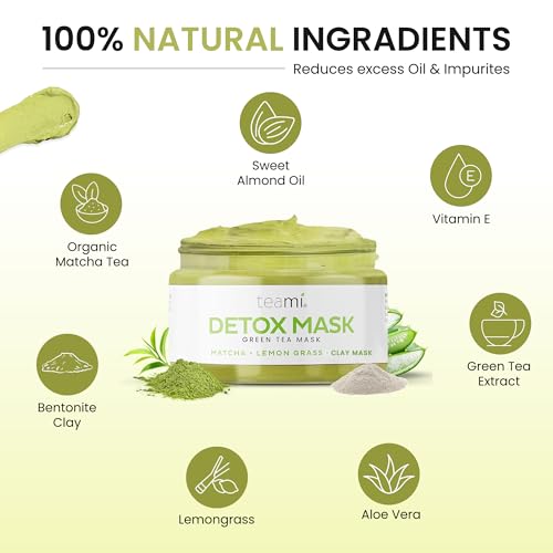 Teami Detox Face Mask for Hydraiting,Stick Mask Alternative Moisturizing & Purifying, Blackhead Remover Green Tea Mask Cleanse Mask reduces Acne & oil, Pore Minimizer Clay Mask for All Skin Types