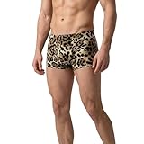 Générique Calecon Homme Boxer Hommes Caleçon Slip Basse avec Poche, imprimé léopard Fantaisie (Gold, XL)