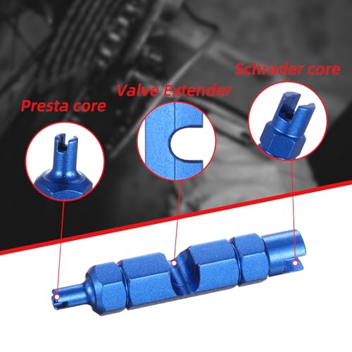 Image of 44PCS Tire Valve Stem Tool, Spool Installation and Valve Core Removal Tools, 4 Way Valves Puller Tool, Stem Cover Caps for All Types of Tires