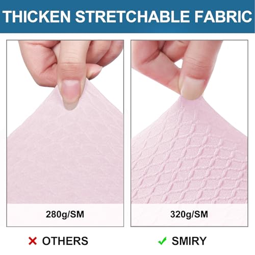 Image of Smiry Waterproof Seat Covers for Dining Room Chairs, No Rear Covers | Stretch Jacquard Removable Washable Chair Seat Slipcovers Protector, Set of 6, Pink