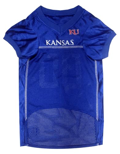 Image of Pets First Collegiate University of Kansas Jayhawks Dog Mesh Jersey, Small