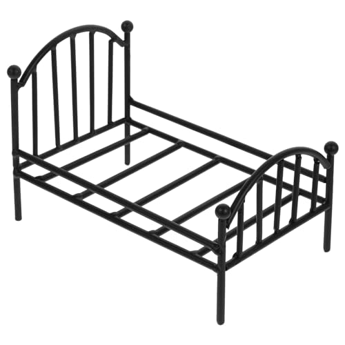 Miniature Single Bed,Mini Wrought Iron Potting Stand Dollhouse Metal Bed for Vintage Furniture Decor Gardening Holder