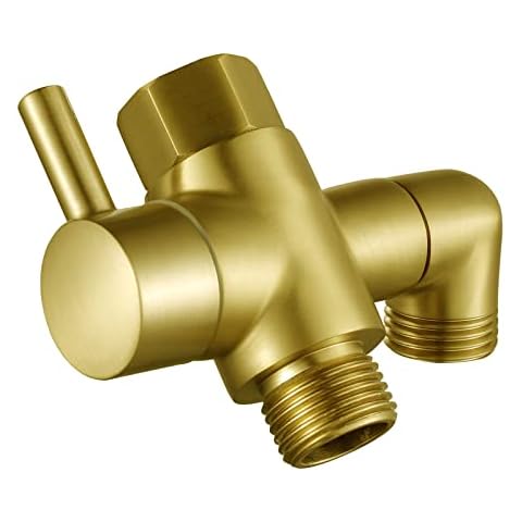 Metal Shower Diverter Valve, YDmeet 3 Way Shower Head Diverter for Handheld Showerhead and Fixed Rainfall Shower Head, Universal G1/2 Bathroom Shower System Replacement Part, Brushed Gold Cover