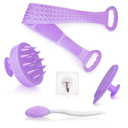 FamzZONUS Silicone Bath Body Brush- Silicone Bath Brush, Exfoliating Brush, Shower Cleaner, Body Scrubbers for Use in Shower, Silicone Scrubber Body, Silicone Loofah for Women and Men