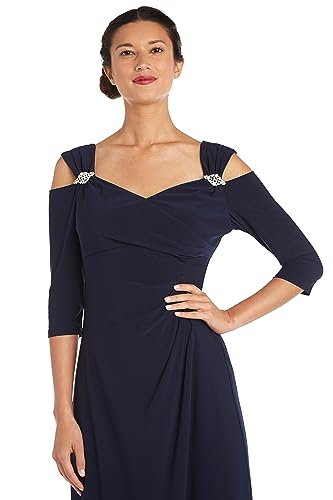R&M Richards Women's Gathered Off The Shoulder V-Neck Gown2