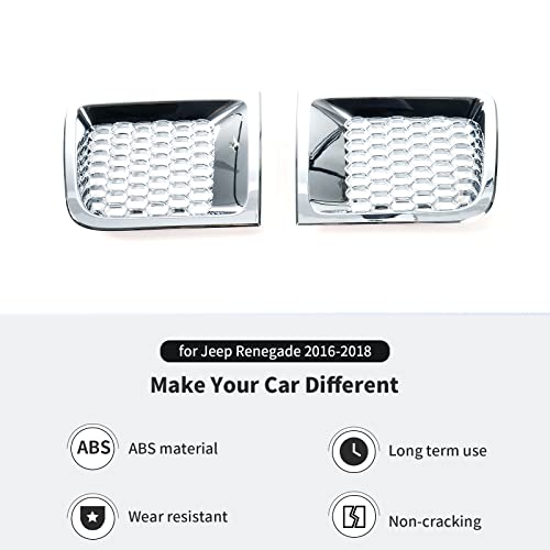 Image of CheroCar for Jeep Renegade Bumper Grille Insert Bezel Cover for Jeep Renegade 2016-2018,Chrome