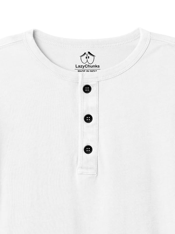 Image of LAZYCHUNKS T-Shirt for Men|Plain Henley Full Sleeve T Shirt|Cotton Blend T Shirt for Men|Men's T-Shirt|Tshirt for Men Stylish|T-Shirts for Men Regular Fit.