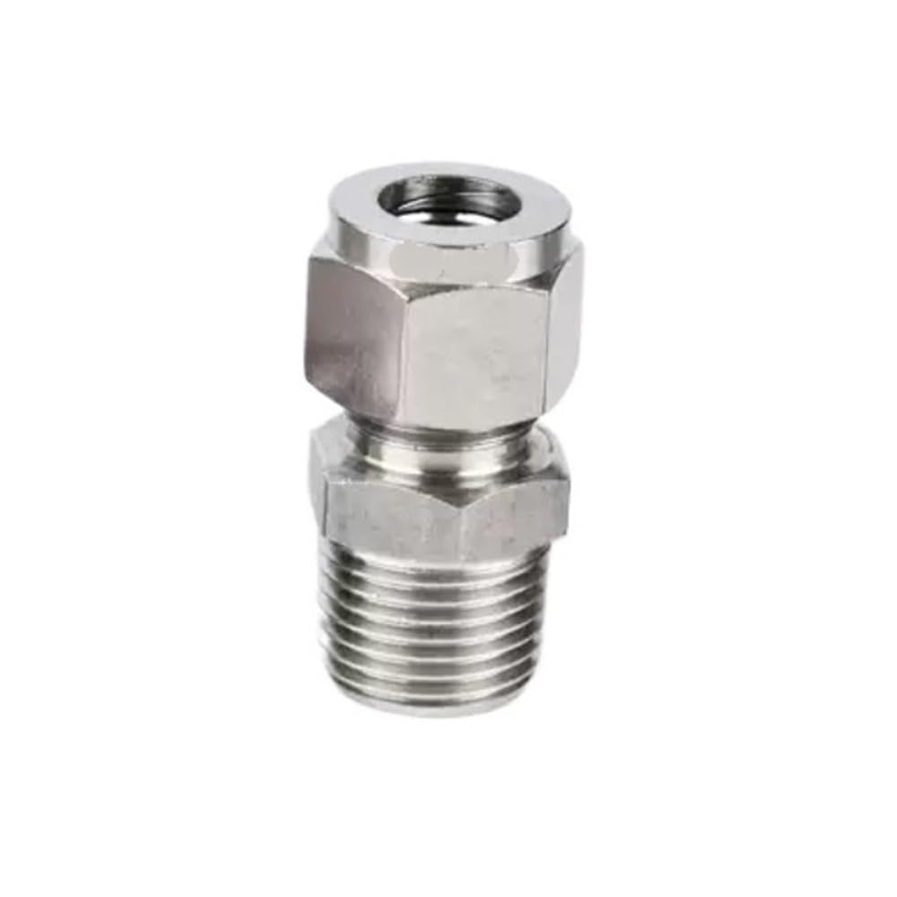 Ferrule Pipe Adapter NPT Male 304 Stianless Steel Pipe Fitting, Compression Tube Union Connector(6MM*1/4INCH)