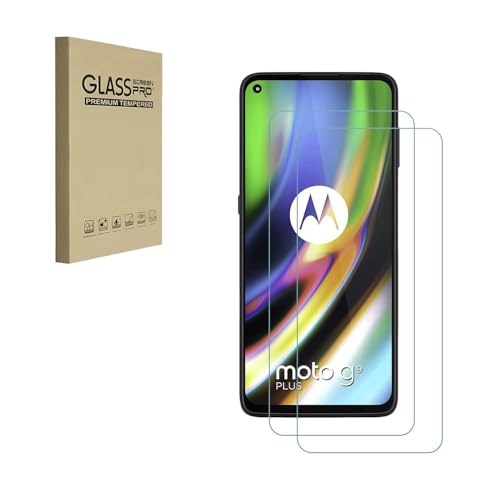 HYGMOCC Diseñado para Motorola Moto G9 Plus Protector de pantalla de vidrio templado HD Clear, dureza 9H, antiarañazos, Case Friendly (2 unidades)
