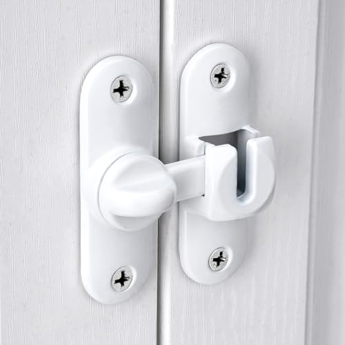 Image of INIRET 6 Packs White Barn Door Latches,90 /180 Degree Gate Lock,Flip Gate Latches Hardware,Zinc Alloy Right Angle Door Lock Latch,Door Security Sliding Door Latch Lock for Cabinets,Bathroom