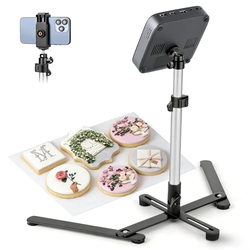 Overhead Tripod for Mini Projector 360 Adjustable Overhead Phone Mount Tabletop Tripod for Cookie Decorating Online Video and Live Streaming Compatible with Phones Webcam and Mini Cameras