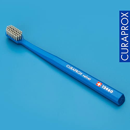 Image of Curaprox CS 12460 Velvet Soft Toothbrush - Sensitive Gum Care | Ultra-Gentle Cleaning with 12,460 Filaments | Single Pack, Royal Blue-Grey | Swiss Made