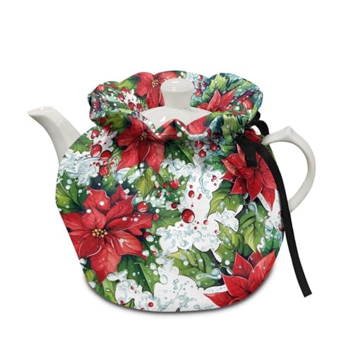 Image of Christmas Tree Kitchen Cosy for Teapots, Washable Heat Preservation Kettle Cover for Table Hotel Tea Party, Both Sides Can Be Used Christmas Decor