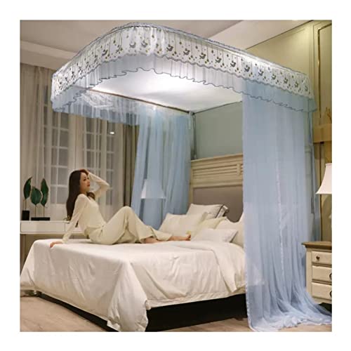 Mosquitera azul 150x200 para dormitorio romántico con dosel 2