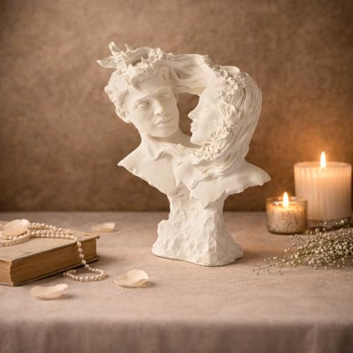 Image of ARMONIA Bust Sculpture Romantic Couple Figurine Showpiece for Home Decor | Dust Marble Love Statue | Statue for Anniversary, Valentine's Day, Wedding & Gift Items
