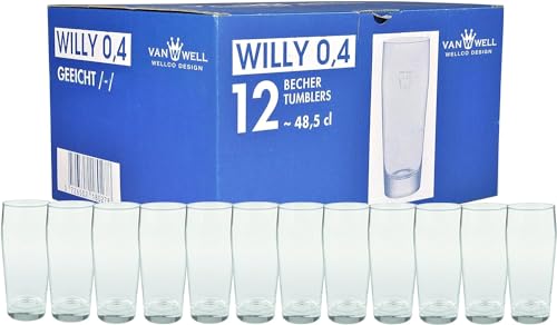 Van Well Willibecher 0,4l 12er Set - Premium Biergläser 0,4 Liter - Robustes Bierglas,...