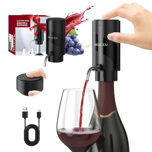 Image of CIRCLE JOY Electric Wine Aerator Pourer, Rechargeable Automatic Wine Decanter and Wine Dispenser with Touch Button Control, Perfect Wine Gift for Home Party & Wine Lovers, Black