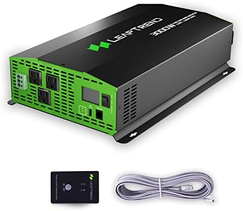 Leaptrend 3000W Pure Sine Wave Power Inverter 12V DC to 110V/120V AC for Home, RV, Truck, Marine, Heavy-Duty, Outdoor Camping, Off Grid Solar Inverters with LCD Display Convert Surge 6000W Power