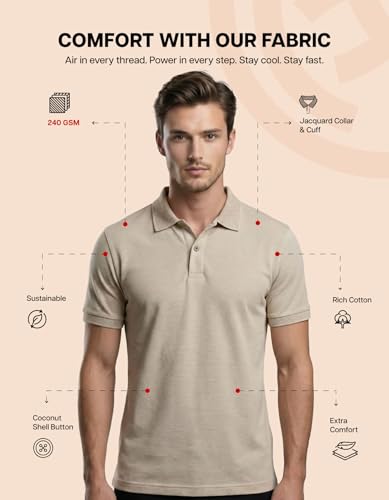 Image of Scott International Cotton Polo T Shirt | Collar Tshirts | Half Sleeves Plain T Shirt | T-Shirt |Tshirt for Men Stylish | Men's Tshirt