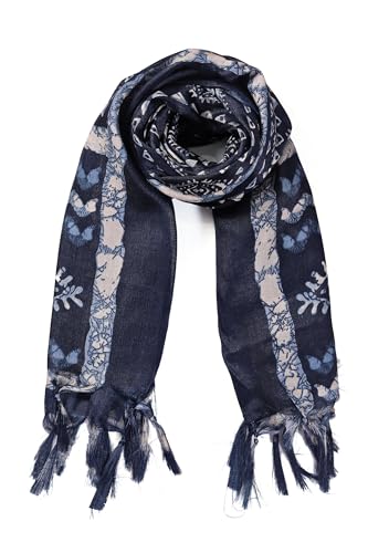 Image of Cotton Silk Printed Dupatta with Tassel Border - Block & Bagru Print - Soft, Lightweight