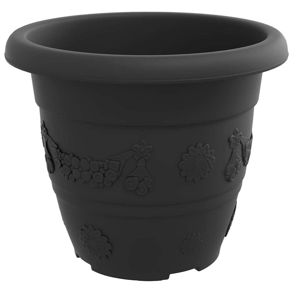 Okrągła doniczka na kwiaty 24 szt Czarny Ø 22 x 18 cm plastikowe donice z otworami drenażowymi lekkie do wnętrz i na zewnątrz zestaw nowoczesny design