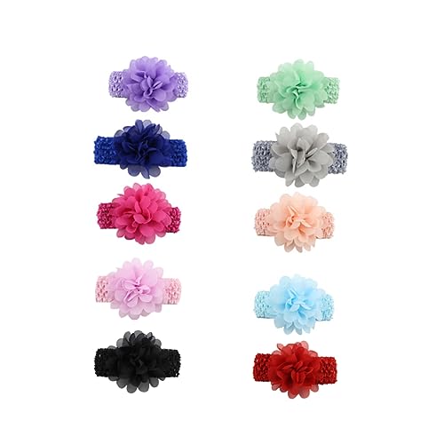 Beaupretty 10pcs Stretchy Chiffon Flower Headwraps for Adjustable Soft Hairbands Headbands Elastic Hair Accessories for Photography and Daily Wear