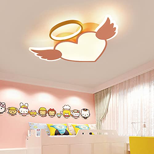 Plafón LED Dibujos Animados Luz De Techo Rosado Amor Corazón Vivero Moderno Romántico Niña Dormitorio Lámpara Suspensión Regulable Con Control Remoto Acrílico Iluminación Colgante Araña De Luces Cover