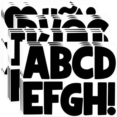 Letter Stickers Large 108 PCS Bulletin Board Letters 12 Sheets Alphabet Stickers Vinyl Self-Adhesive Stick on Letters for Poster Board Mailbox Sign DIY Crafts Classroom Party Decor(Black, 4 Inch)