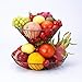 GuangYang - Fruttiera a 2 livelli, installazione libera, design dalle linee morbide, supporto per frutta, pane, verdure, uova, snack, colore: nero/bianco/bronzo